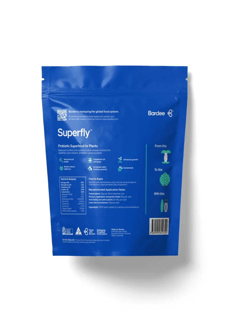 Bardee Superfly "The Good Stuff" Natural 250g Pouch – Fast-Acting Organic Fertiliser